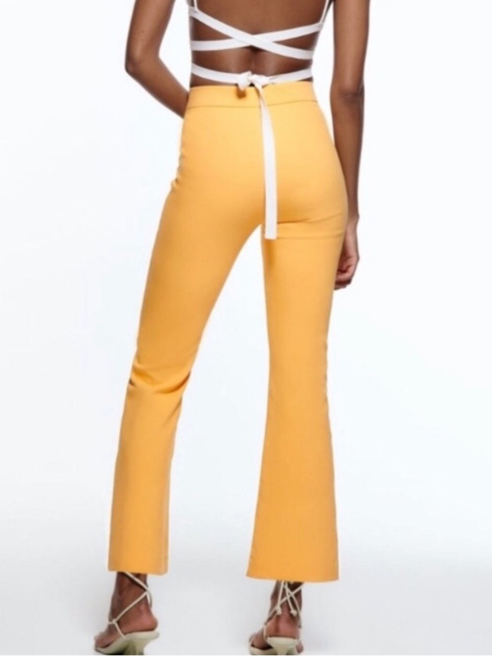 Zara Yellow Slim Flare Ankle Pants